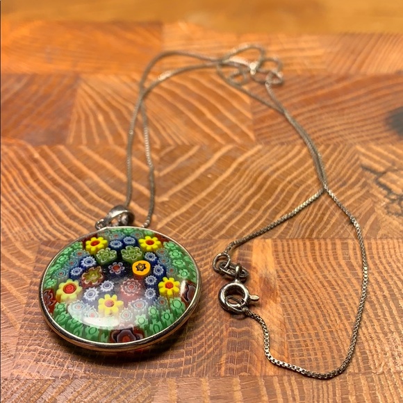 Murano Jewelry - Murano glass flower silver chain/pendant bundle